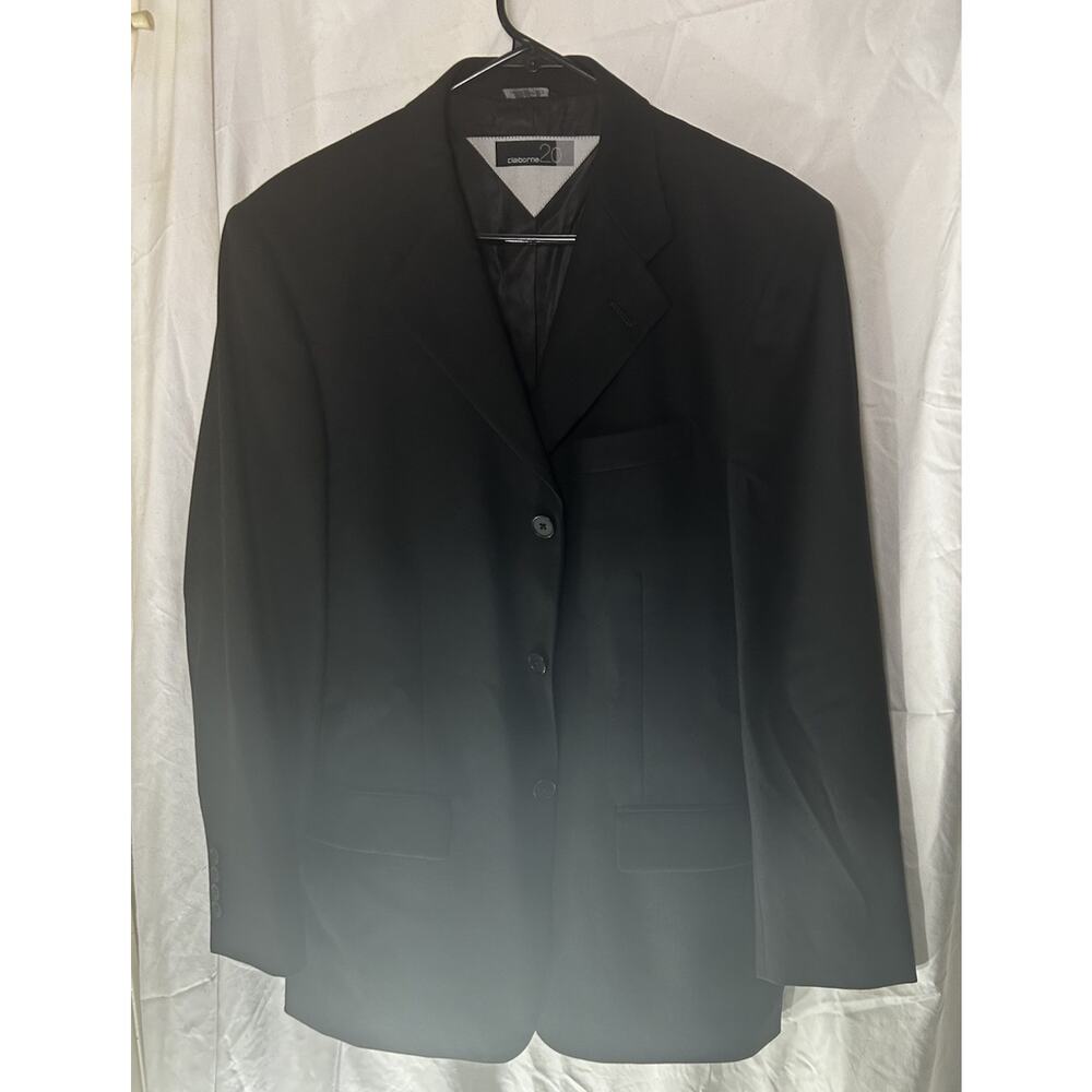 Claiborne 20 Men’s Black‎ Blazer Sport Coat 38R 100% Worsted Wool 3 Button